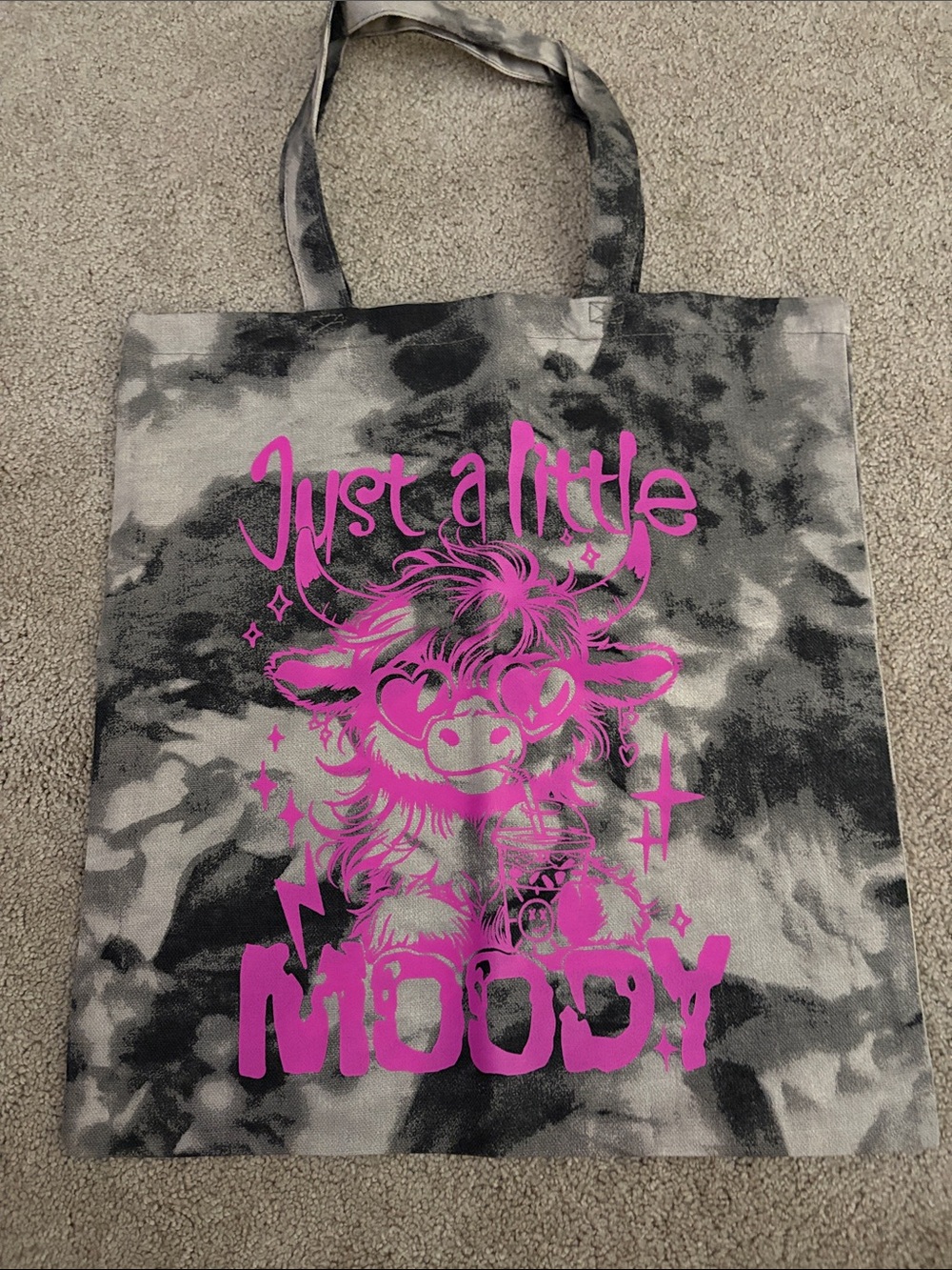 Just a Little Moody Tie-Dye Tote - Pink Graphic